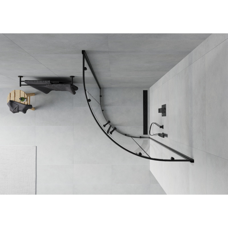 Mexen Rio semi-circular shower cabin 90 x 90 cm, transparent, black - 863-090-090-70-00