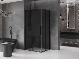 Mexen Velar Duo sliding shower cabin 90 x 80 cm, graphite, black - 871-090-080-42-70