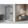 Mexen Rio shower cabin semi-circular 70 x 70 cm, transparent, black + Rio shower tray, white - 863-070-070-70-00-4710