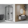 Mexen Rio Shower Cabin Semi-Circular 80 x 80 cm, Transparent, Black + Rio Shower Tray, White - 863-080-080-70-00-4710