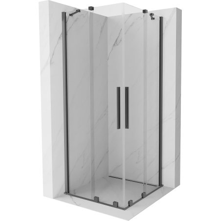 Mexen Velar Duo Sliding Shower Enclosure 80 x 80 cm, Transparent, Gun Metal - 871-080-080-02-95