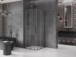 Mexen Velar Duo sliding shower cabin 100 x 100 cm, transparent, gun metal - 871-100-100-02-95