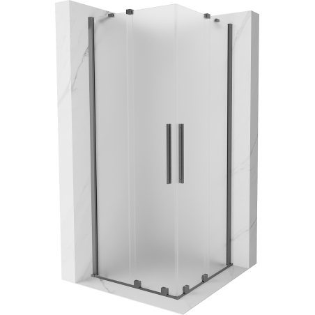 Mexen Velar Duo sliding shower cabin 100 x 100 cm, frosted, gun metal - 871-100-100-32-95