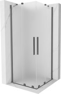 Mexen Velar Duo sliding shower enclosure 100 x 100 cm, frosted, gun metal - 871-100-100-32-95