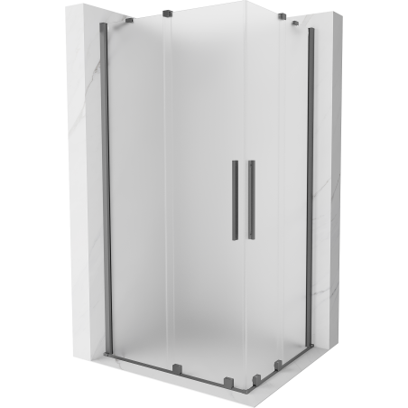 Mexen Velar Duo sliding shower cabin 90 x 80 cm, frost, gun metal - 871-090-080-32-95