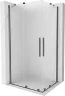 Mexen Velar Duo Sliding Shower Enclosure 90 x 80 cm, Frosted, Gun Metal - 871-090-080-32-95
