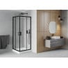 Mexen Rio square shower cubicle 80 x 80 cm, Transparent, Black + shower tray Rio, White - 860-080-080-70-00-4510