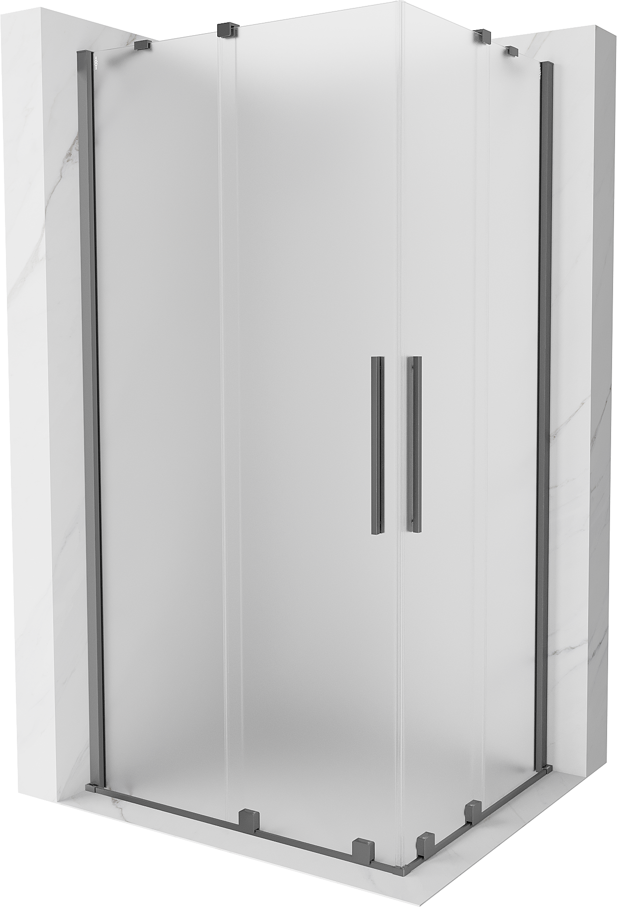 Mexen Velar Duo sliding shower enclosure 100 x 90 cm, frost, gun metal - 871-100-090-32-95