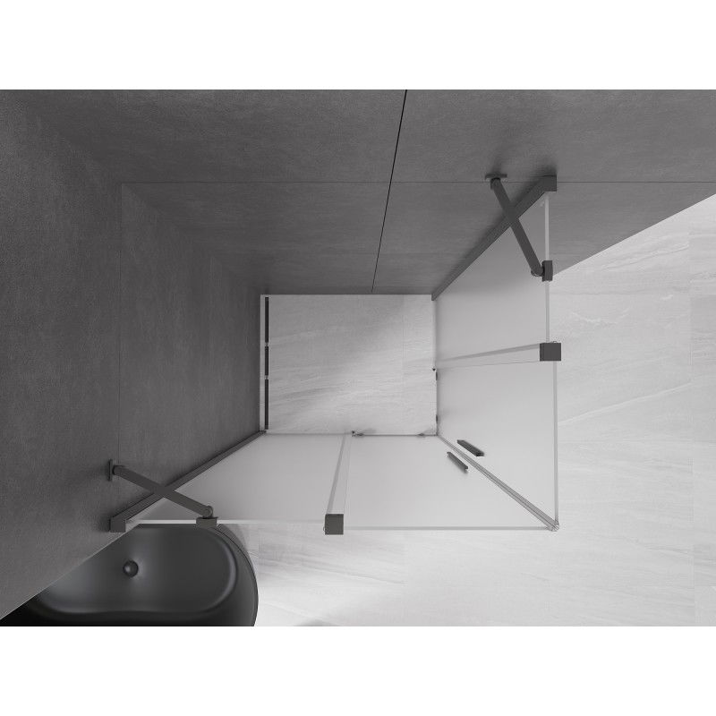 Mexen Velar Duo Sliding Shower Enclosure 90 x 80 cm, Frosted, Gun Metal - 871-090-080-32-95