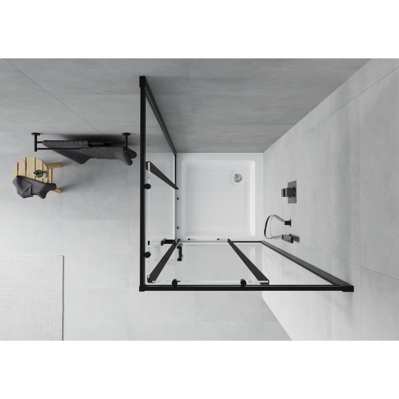 Mexen Rio square shower cabin 80 x 80 cm, transparent, black + Rio tray, white - 860-080-080-70-00-4510