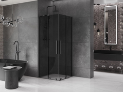 Mexen Velar Duo sliding shower enclosure 80 x 80 cm, graphite, gun metal - 871-080-080-42-95