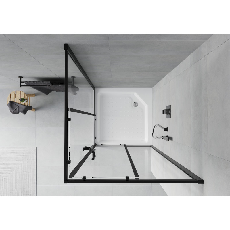Mexen Rio square shower cabin 90 x 90 cm, transparent, black + shower tray, white - 860-090-090-70-00-4510