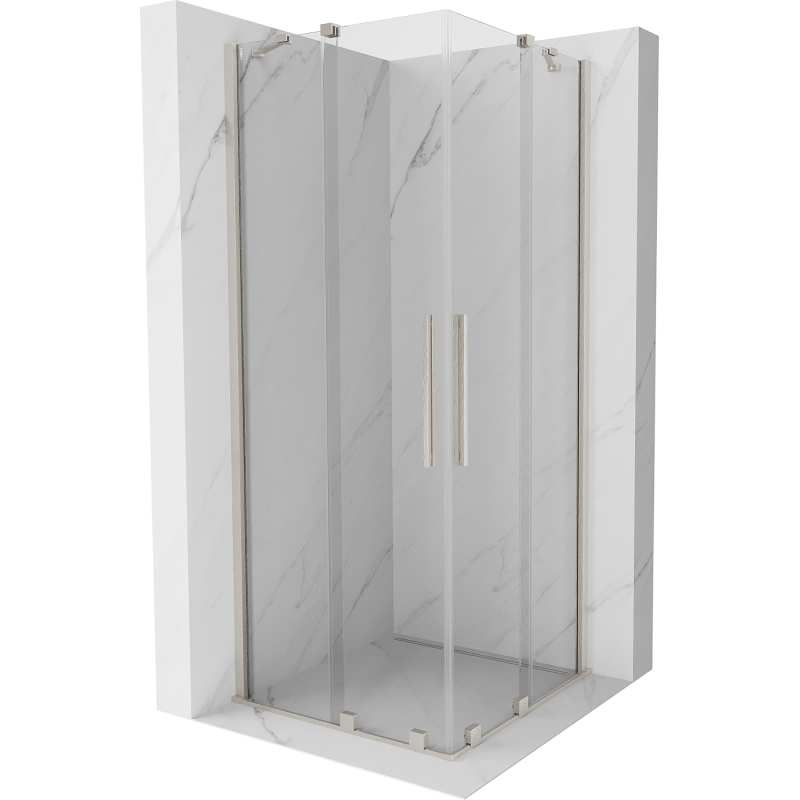 Mexen Velar Duo sliding shower cabin 80 x 80 cm, transparent, brushed nickel - 871-080-080-02-97