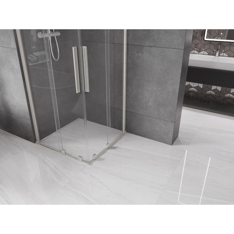 Mexen Velar Duo sliding shower cabin 80 x 80 cm, transparent, brushed nickel - 871-080-080-02-97