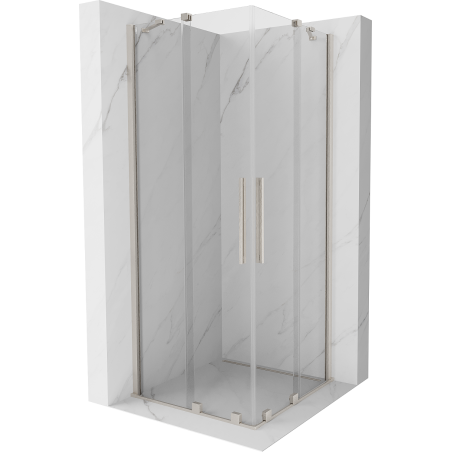 Mexen Velar Duo sliding shower enclosure 100 x 100 cm, transparent, brushed nickel - 871-100-100-02-97