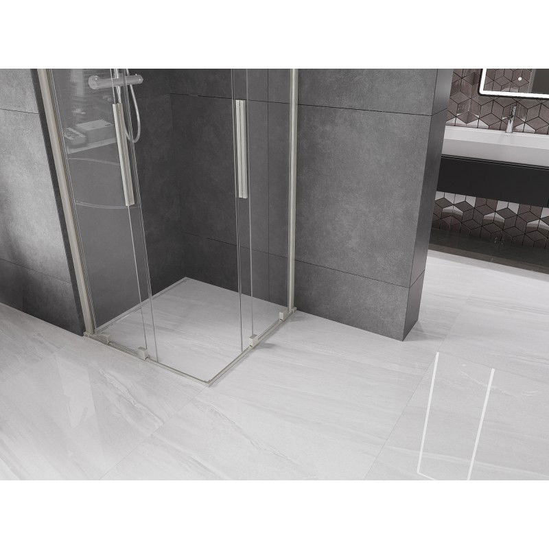 Mexen Velar Duo sliding shower enclosure 100 x 100 cm, transparent, brushed nickel - 871-100-100-02-97