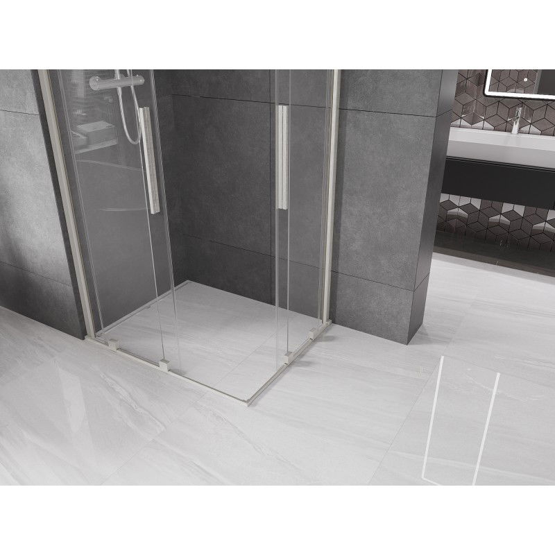 Mexen Velar Duo sliding shower enclosure 90 x 80 cm, transparent, brushed nickel - 871-090-080-02-97