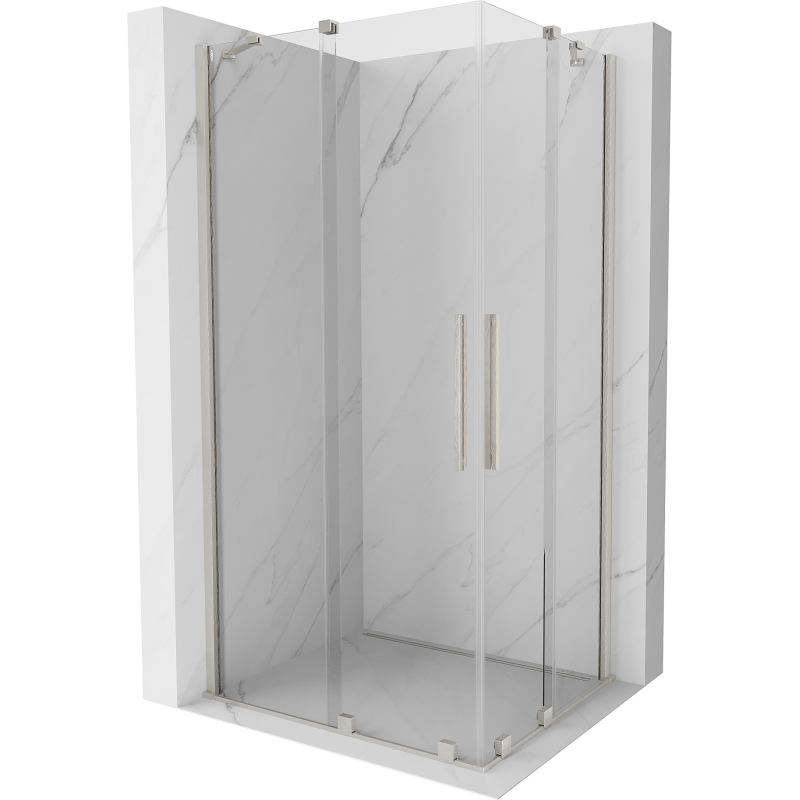 Mexen Velar Duo sliding shower enclosure 90 x 80 cm, transparent, brushed nickel - 871-090-080-02-97