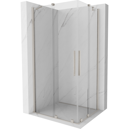 Mexen Velar Duo sliding shower enclosure 90 x 80 cm, transparent, brushed nickel - 871-090-080-02-97