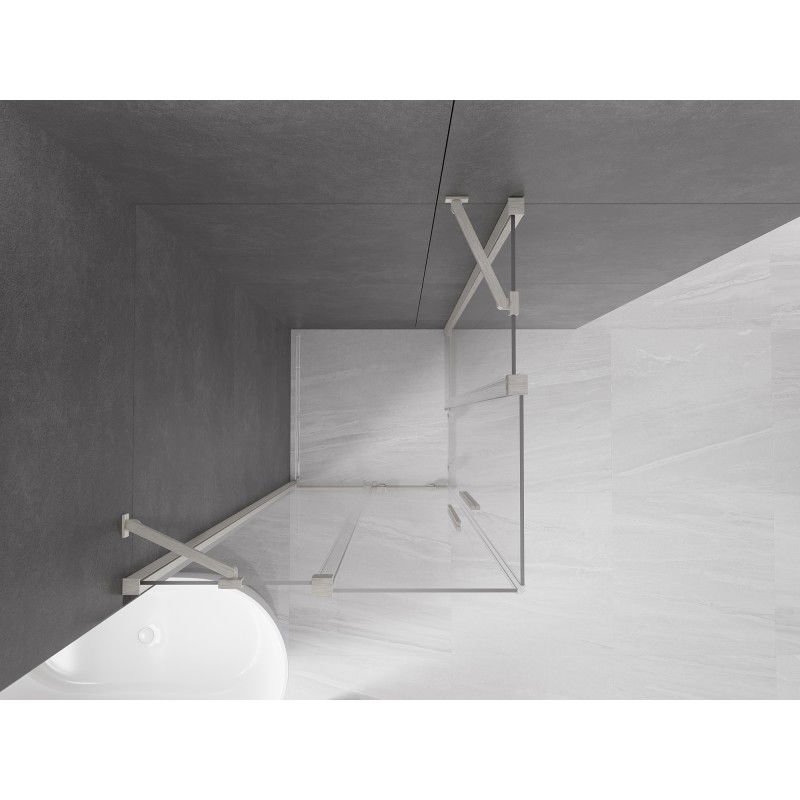 Mexen Velar Duo sliding shower enclosure 100 x 100 cm, transparent, brushed nickel - 871-100-100-02-97