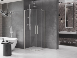 Mexen Velar Duo sliding shower enclosure 90 x 90 cm, transparent, brushed nickel - 871-090-090-02-97