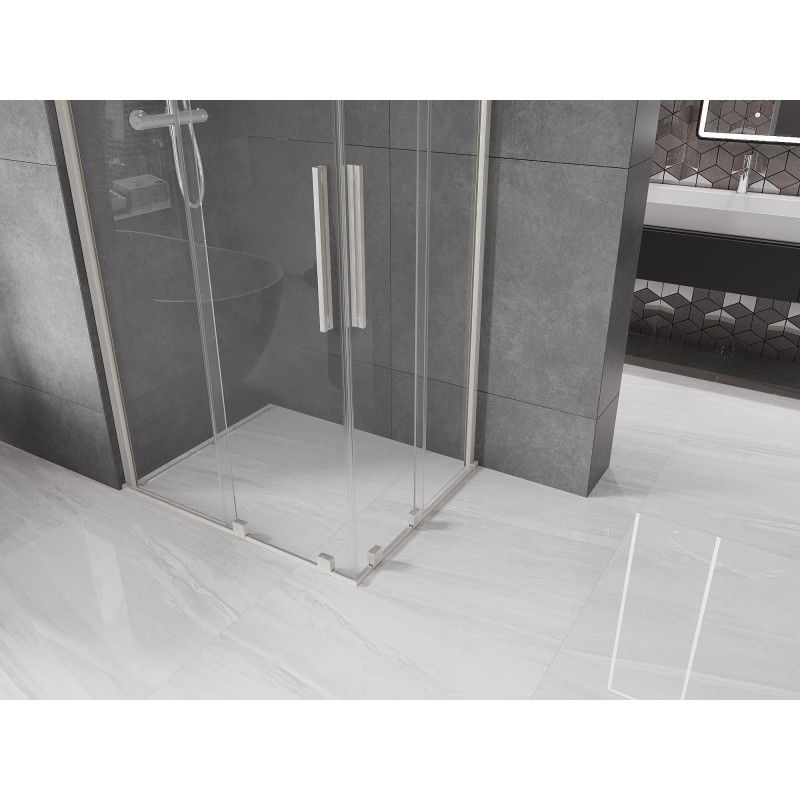 Mexen Velar Duo Sliding Shower Enclosure 100 x 90 cm, Transparent, Brushed Nickel - 871-100-090-02-97