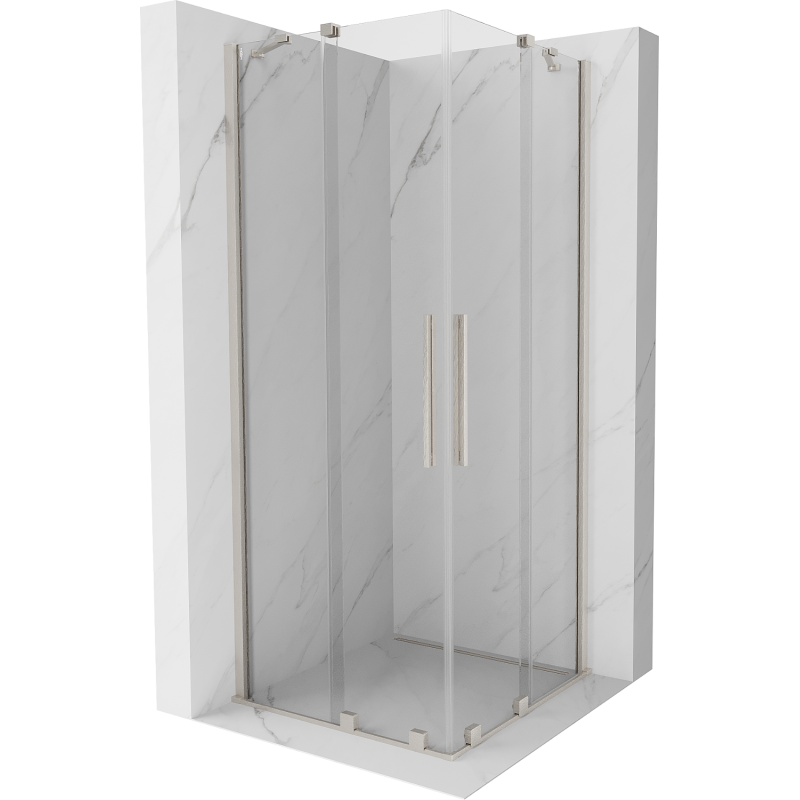Mexen Velar Duo sliding shower enclosure 90 x 90 cm, transparent, brushed nickel - 871-090-090-02-97
