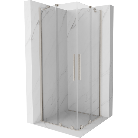 Mexen Velar Duo sliding shower enclosure 90 x 90 cm, transparent, brushed nickel - 871-090-090-02-97