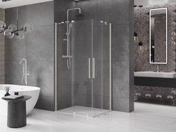 Mexen Velar Duo sliding shower enclosure 90 x 80 cm, transparent, brushed nickel - 871-090-080-02-97