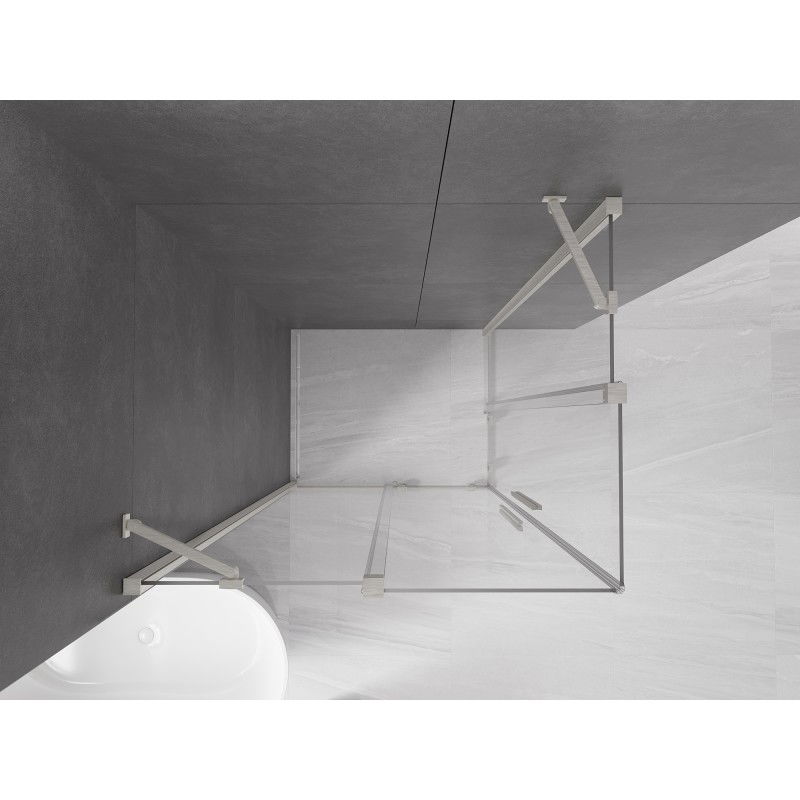 Mexen Velar Duo sliding shower enclosure 90 x 80 cm, transparent, brushed nickel - 871-090-080-02-97