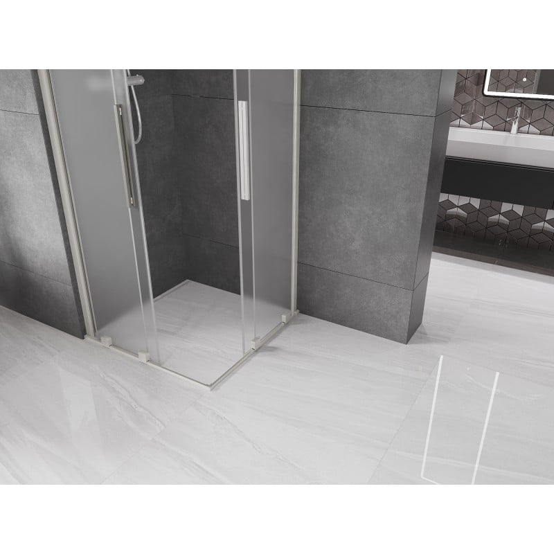 Mexen Velar Duo 90 x 90 cm Sliding Shower Enclosure, Frosted, Brushed Nickel - 871-090-090-32-97