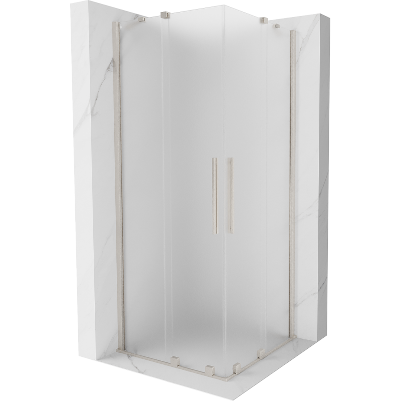 Mexen Velar Duo 90 x 90 cm Sliding Shower Enclosure, Frosted, Brushed Nickel - 871-090-090-32-97