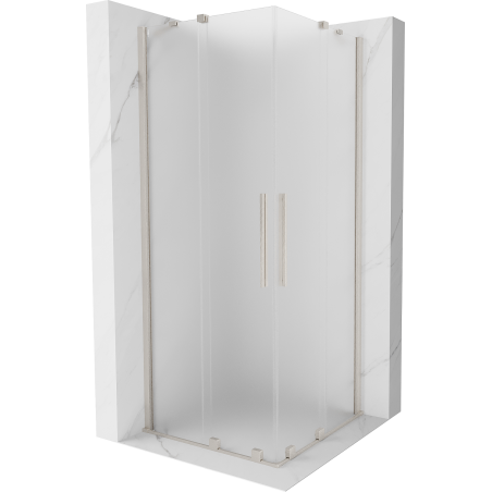 Mexen Velar Duo 90 x 90 cm Sliding Shower Enclosure, Frosted, Brushed Nickel - 871-090-090-32-97
