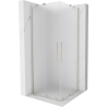 Mexen Velar Duo 90 x 90 cm Sliding Shower Enclosure, Frosted, Brushed Nickel - 871-090-090-32-97