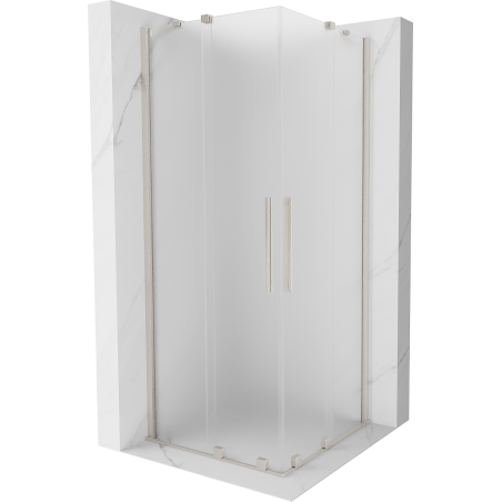 Mexen Velar Duo sliding shower enclosure 100 x 100 cm, frost, brushed nickel - 871-100-100-32-97