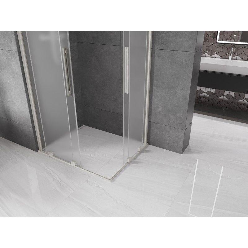 Mexen Velar Duo sliding shower enclosure 90 x 80 cm, frost, brushed nickel - 871-090-080-32-97