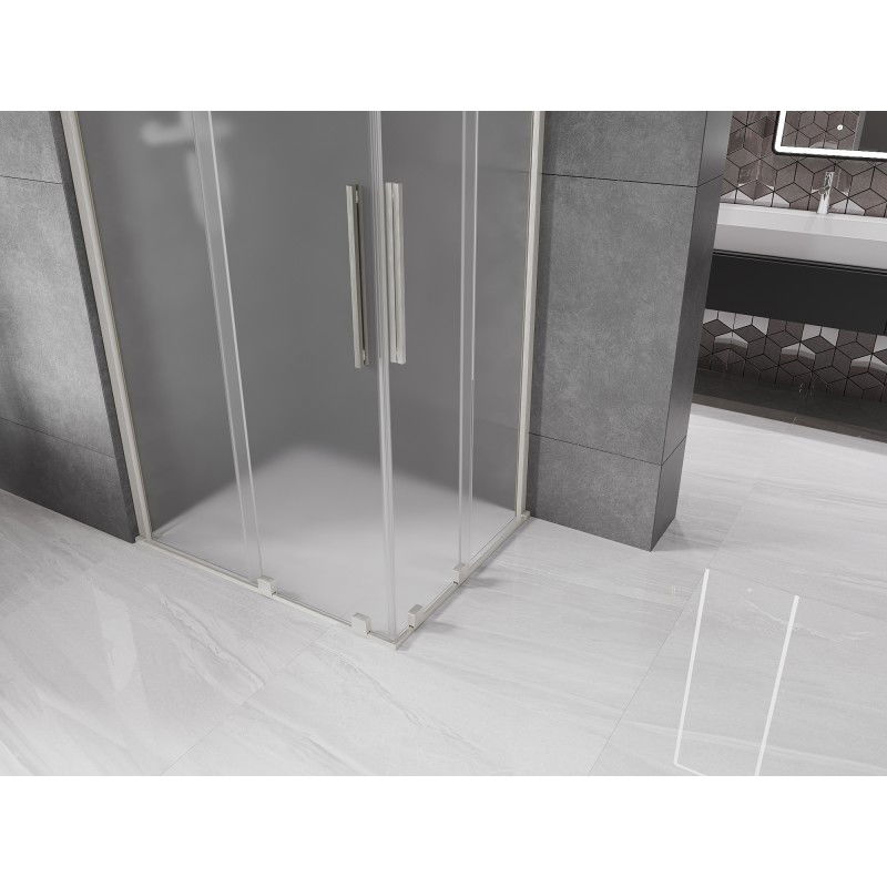 Mexen Velar Duo sliding shower enclosure 90 x 80 cm, frost, brushed nickel - 871-090-080-32-97