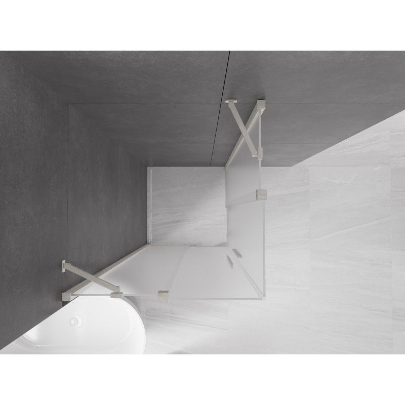 Mexen Velar Duo sliding shower enclosure 80 x 80 cm, frost, brushed nickel - 871-080-080-32-97