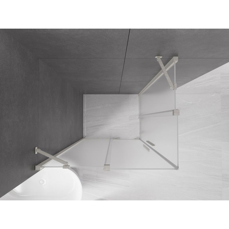 Mexen Velar Duo sliding shower enclosure 100 x 90 cm, frosted, brushed nickel - 871-100-090-32-97