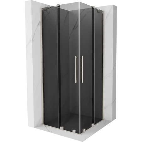 Mexen Velar Duo sliding shower enclosure 80 x 80 cm, graphite, brushed nickel - 871-080-080-42-97