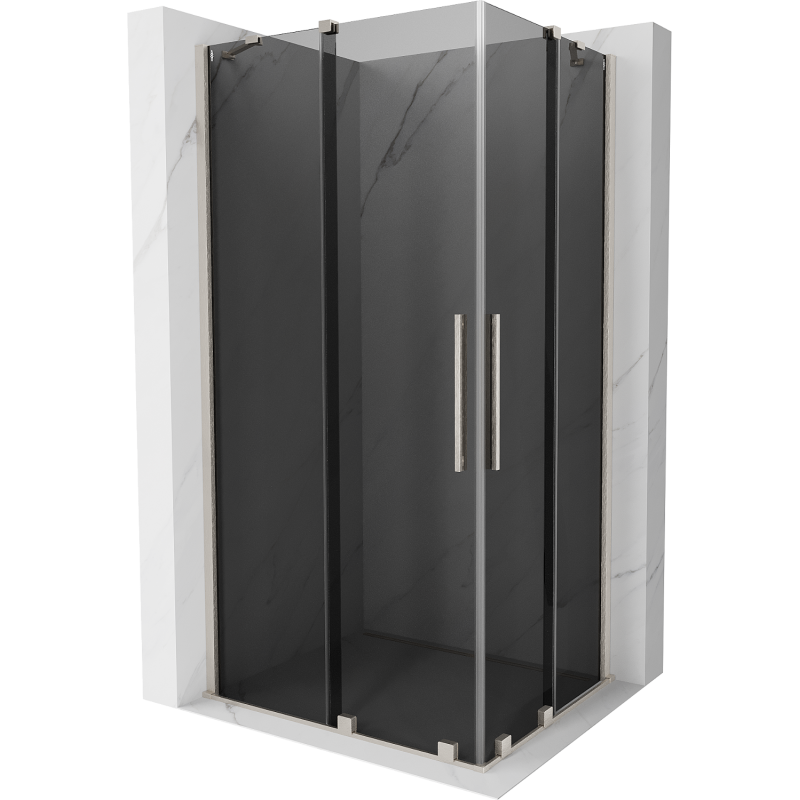 Mexen Velar Duo sliding shower cabin 90 x 80 cm, graphite, brushed nickel - 871-090-080-42-97