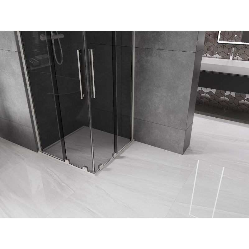 Mexen Velar Duo sliding shower enclosure 80 x 80 cm, graphite, brushed nickel - 871-080-080-42-97