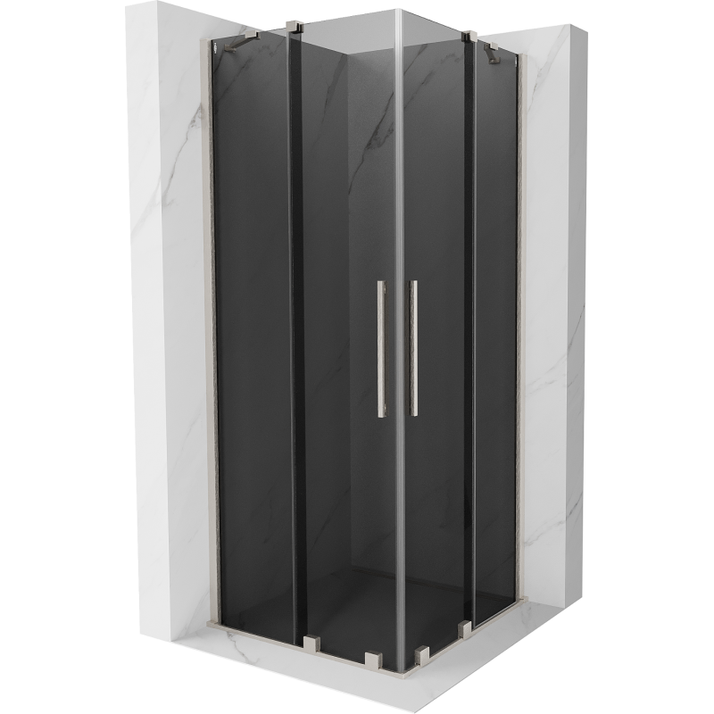 Mexen Velar Duo sliding shower enclosure 100 x 100 cm, graphite, brushed nickel - 871-100-100-42-97