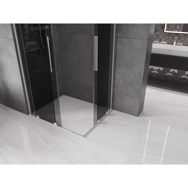 Mexen Velar Duo Sliding Shower Enclosure 100 x 90 cm, Graphite, Brushed Nickel - 871-100-090-42-97