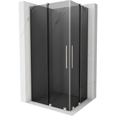 Mexen Velar Duo sliding shower cabin 100 x 90 cm, graphite, brushed nickel - 871-100-090-42-97