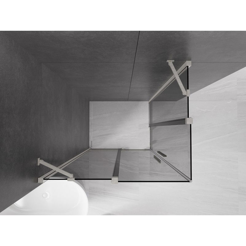 Mexen Velar Duo Sliding Shower Enclosure 90 x 80 cm, Graphite, Brushed Nickel - 871-090-080-42-97