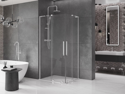 Mexen Velar L Duo sliding shower cabin 90 x 80 cm, transparent, chrome - 871-090-080-02-03-01