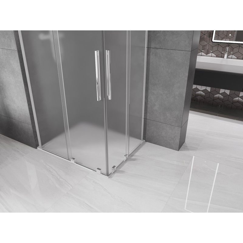Mexen Velar L Duo sliding shower enclosure 100 x 90 cm, frost, chrome - 871-100-090-02-33-01