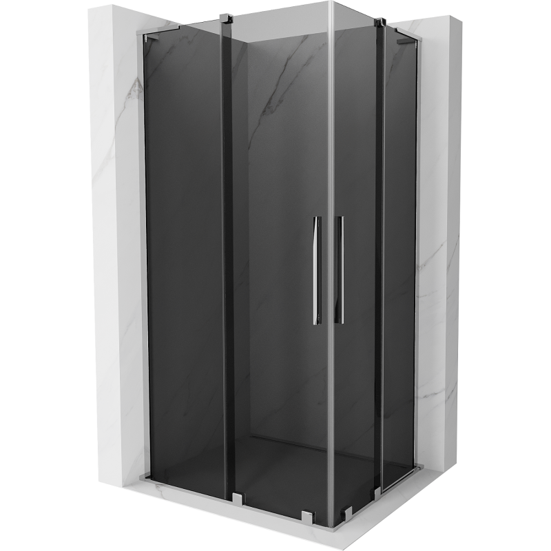 Mexen Velar L Duo sliding shower cabin 90 x 80 cm, graphite, chrome - 871-090-080-02-43-01
