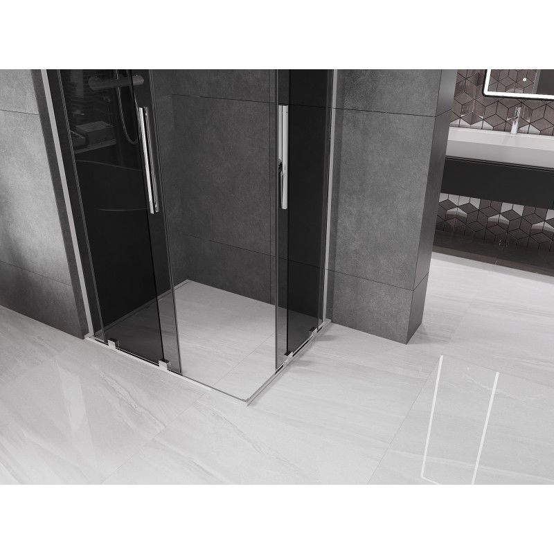 Mexen Velar L Duo Sliding Shower Enclosure 90 x 80 cm, Graphite, Chrome - 871-090-080-02-43-01